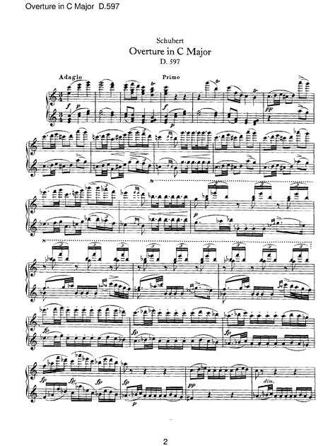 Schubert Franz Overture In C Major D597 For Piano Duet Free Sheet