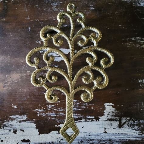 Wilton Kitchen Vintage Solid Brass Tree Of Life Tree Shape Trivet Wall Hanging Hot Plate