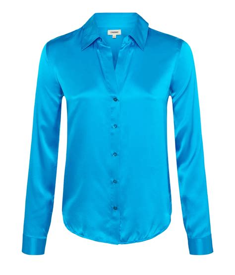 Tyler Long Sleeve Blouse In Caribbean Blue