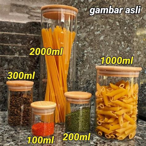 GLASS JAR BAMBOO LID TOPLES KACA TUTUP BAMBU BUMBU DAPUR JAR 100ML