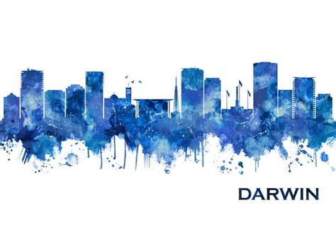 Darwin Australia Skyline Blue Towseef Dar Print