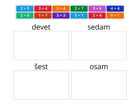 Zbrajanje brojeva do 10 - Categorize