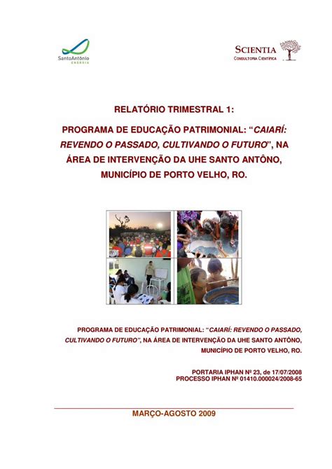 Pdf Relat Rio Trimestral Programa De Educa O Licenciamento