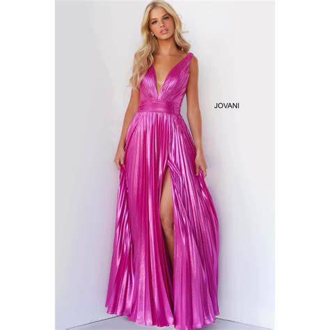 Jovani Hot Pink Pleated Maxi Prom Dress 2022 06220 Norasbridalboutiqueny