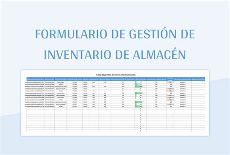 Plantilla de Formato Excel Formulario De Gestión De Inventario De