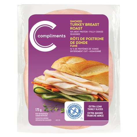 Extra Lean Smoked Turkey Breast Thinly Sliced Meat 175 G Compliments Ca