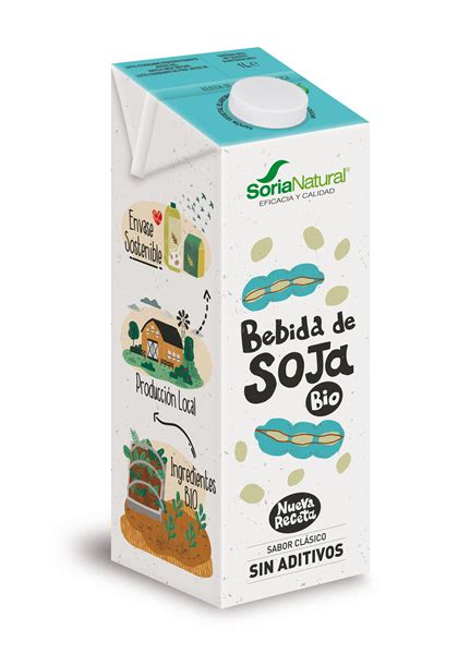 Bebida de soja ecológica de Soria Natural Sin aditivos Sin azúcares