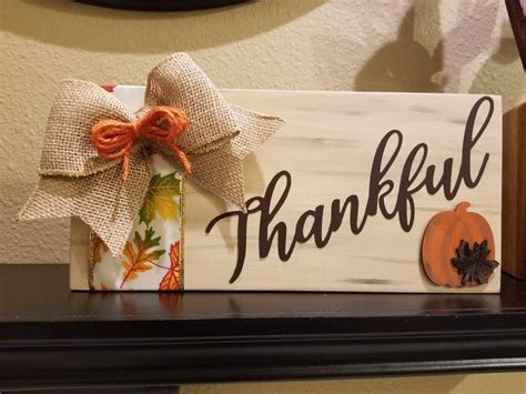 Thankful Fall Thanksgiving Wood Sign Mantle Decorations Turkey Diy