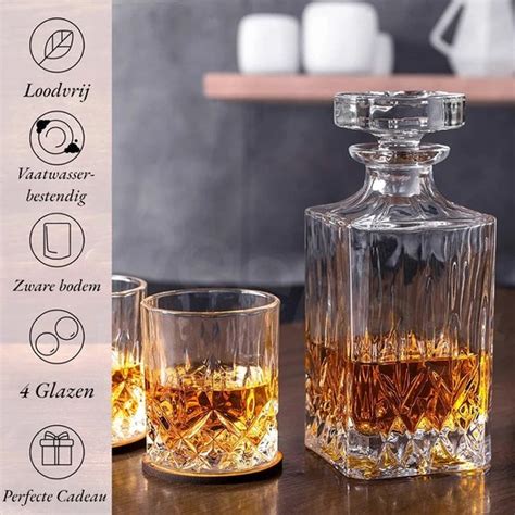 Whiskey Set Whiskey Karaf Whiskey Glazen Karaf Met 4 Glazen