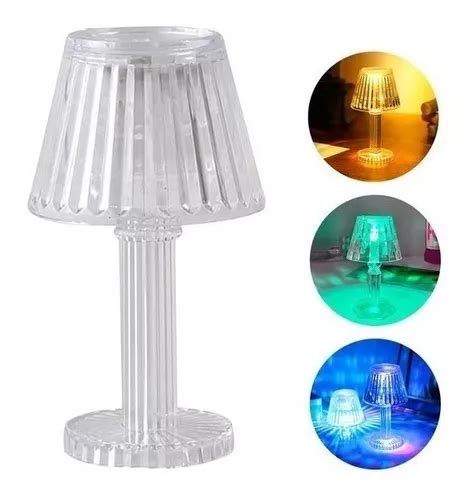 Mini Lámpara Velador Led Inalámbrico Mesa Cristal A Pila