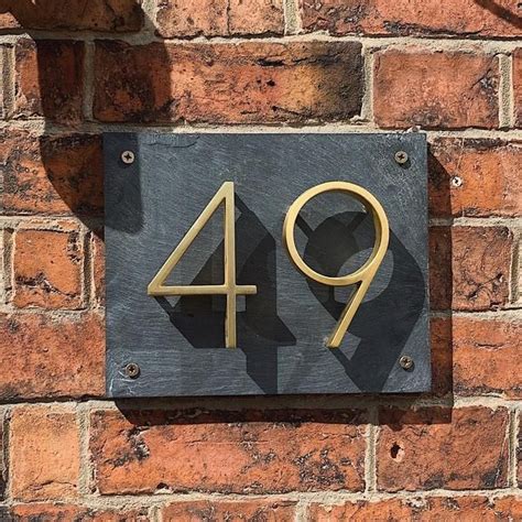 House Number Sign Inch Cm Modern Brass Door Numbers Signage Plaque