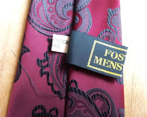 Vintage Retro 1960s Foster Menswear Burgundy Black Brocade Polyester 4