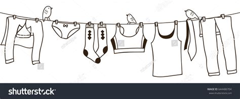 Clothes On Washing Line Isolated On Stock Vector (Royalty Free) 644486704 | Shutterstock