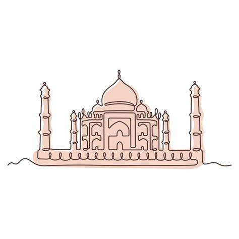 Taj mahal ilustración de vector de línea continua monumento famoso