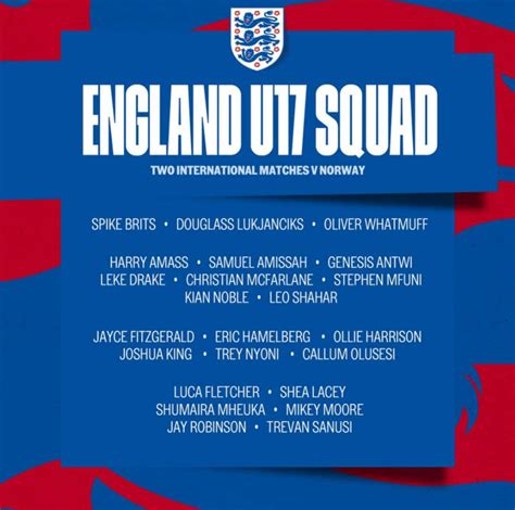 England under 17 squad announcement : r/ThreeLions