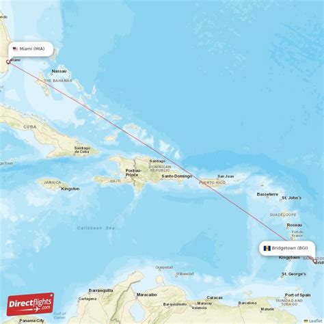 Direct flights from Miami to Bridgetown, MIA to BGI non-stop - Directflights.com