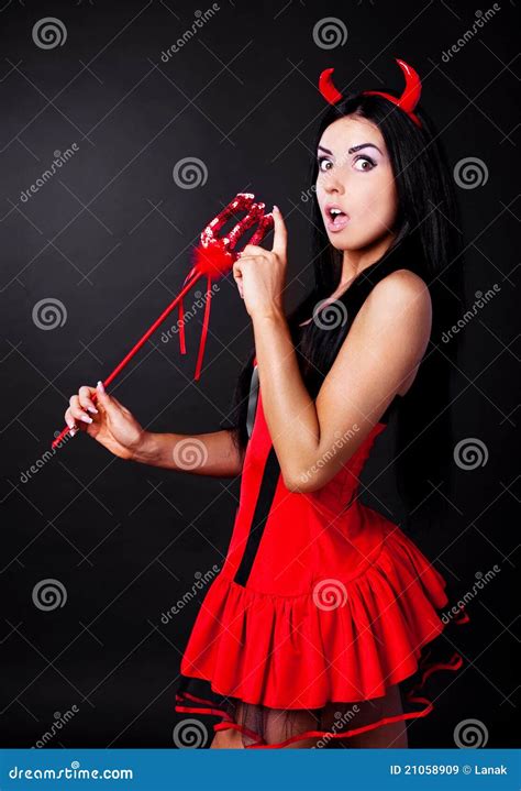 Woman Dressed As An Imp Stock Image Image Of Makeup 21058909