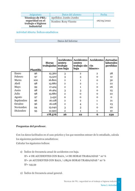 Trabajo Índices estadísticos Rony Jumbo 1 Asignatura Datos del alumno