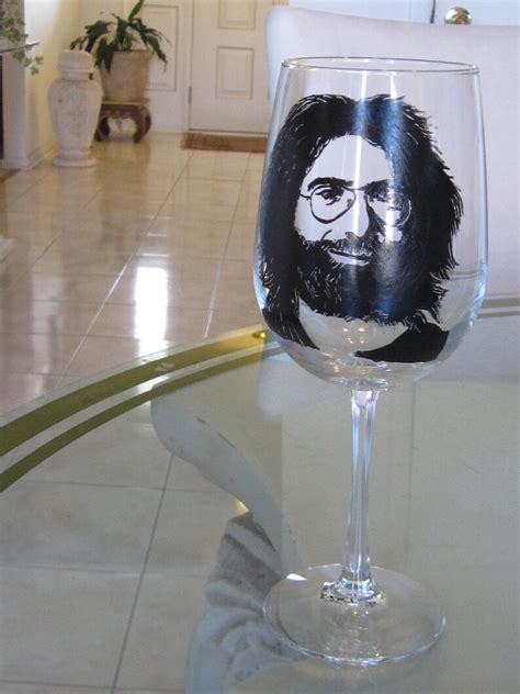 Hand Painted Wine Glass Jerry Garcia Etsy