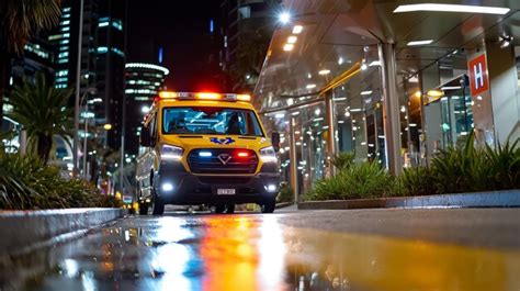 Ambulance Arriving At The Hospital Emergency Entrance Premium Ai