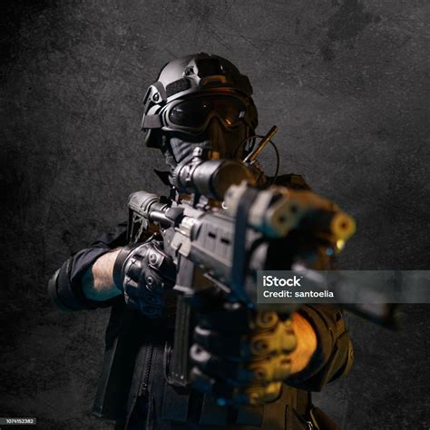 Special Forces Soldier Police Swat Team Member Stock Photo Download
