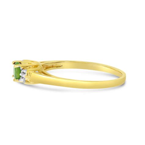 K Yellow Gold Round Peridot And Diamond Ring Ebay