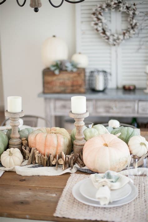 Coastal Fall Tablescape With Natural Elements And Heirloom Pumpkins