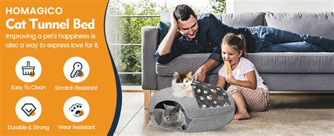 Amazon Medium Inch Cat Tunnel Bed Homagico Peekaboo Cat Cave