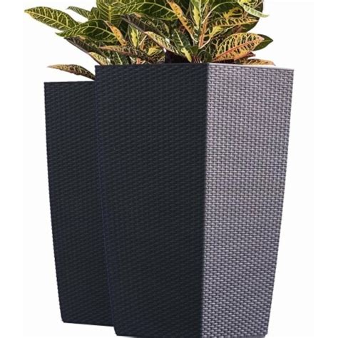 X Brand Pl3530bk 30 In Tall Nested Rattan Self Watering Indoor Outdoor Square Planter Pot B 1