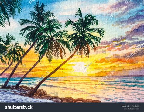 Palm Tree Sunset Painting