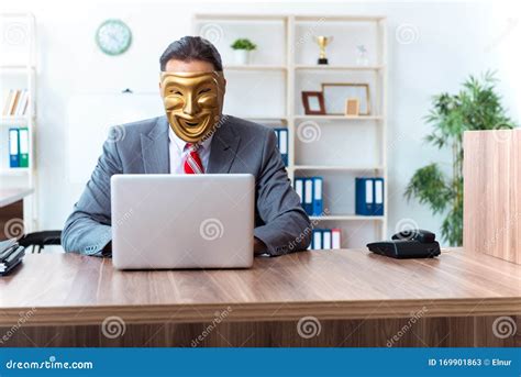 Businessman Wearing Mask In Hypocrisy Concept Stock Image Image Of