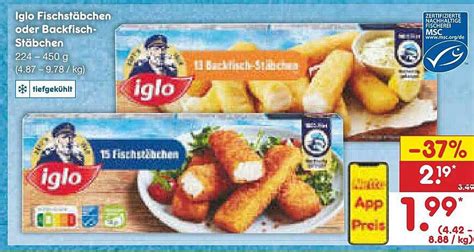 Iglo Fischstäbchen Oder Backfisch stäbchen Angebot bei Netto Marken