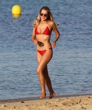 Helen Flanagan Sexy Red Tiny Bikini On The Beach In Dubai AZNude