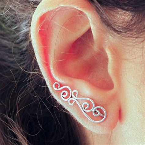 Ear Climber Silver Ear Cuff Ear Crawler Ear Sweeps Etsy