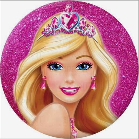 A Barbie Doll Wearing A Tiara With Pink Glitter On Its Head And Blue Eyes