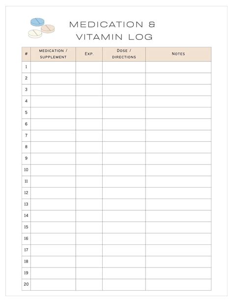 Medication and Supplement Log - Etsy