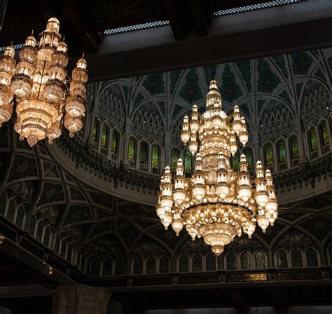 Chandelier of Sultan Qaboos Grand Mosque, Muscat, Oman Stock Image ...