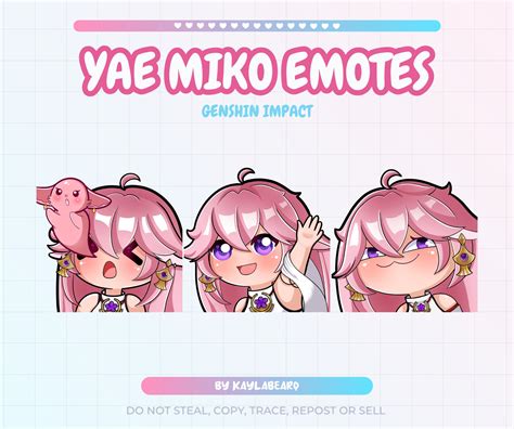 Genshin Impact Yae Miko Emote Set For Twitch Discord Etsy