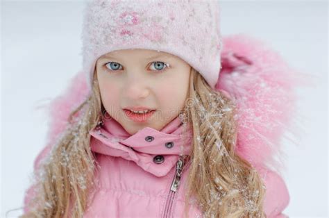Beautiful Girl Years Old Blonde With Long Hair Background Of A Stock Image Image Of Blue