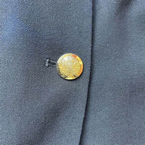 Lauren Ralph Lauren Navy Blue Wool Blazer Gold Button Gem