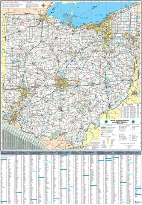 Large Detailed Tourist Map Of Ohio With Cities And Towns Tourist Map Ohio Map Map