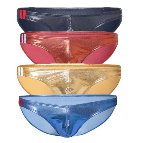 4pcs Lot Sexy Men Underwear Male Briefs Faux Leather Gay Mens