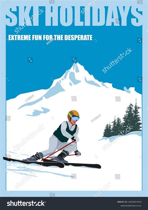 Advanced Woman Skiers Slides Near Mountain Stock Vector Royalty Free