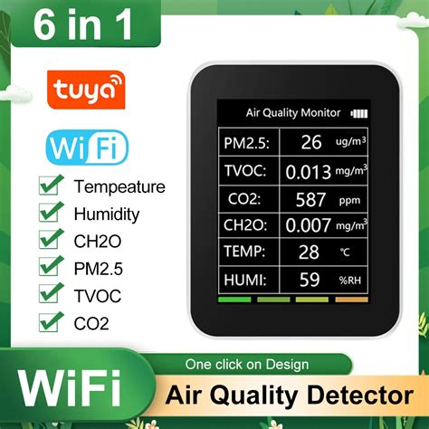 6 In 1 Air Quality Detector Multifunctional PM2 5 TVOC CO2 CH2O