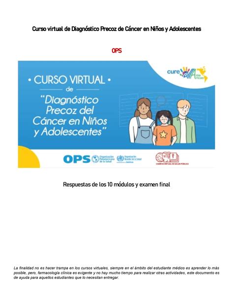 Modulos 1 10 Respuesta Diagnostico Cáncer Infantil Ops Curso Virtual De Diagnóstico Precoz De