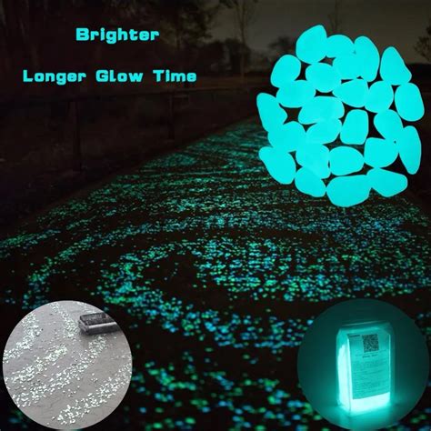 100 Pcs Glow in the Dark Garden Pebbles Glow Stones Rocks for Walkways ...