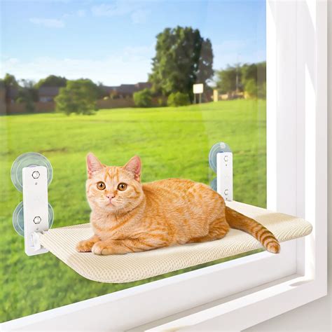 Amosijoy Cordless Cat Window Perch Cat Hammock Large Cats Window Cat Beds With 4 Suction Cups