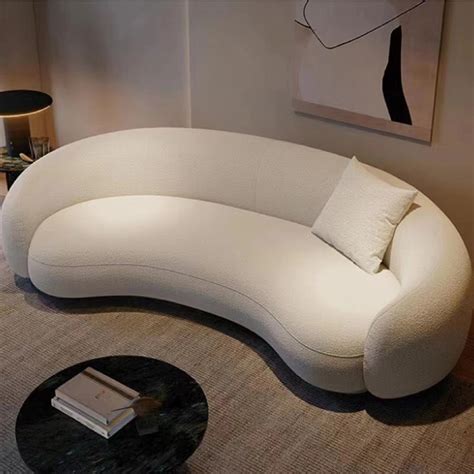 Modern Simple Lamb Wool Living Room Curved Sofa Crescent Can Be