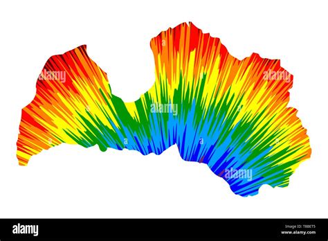 Latvia Map Is Designed Rainbow Abstract Colorful Pattern Republic Of