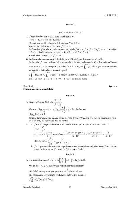 Annale Maths Bac S Nouvelle Calédonie novembre 2019 Corrigé AlloSchool